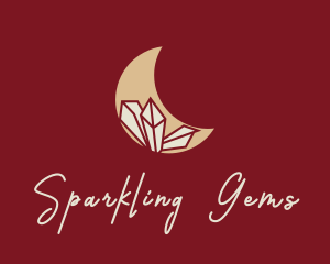 Moon Crystal Gemstone logo design