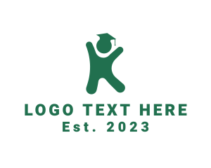 Elementary School - Graduation Cap Letter K logo design