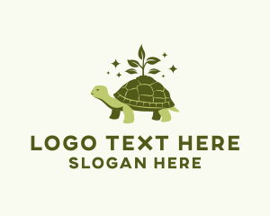Tortoise - Leaf Sprout Plant Turtle logo design