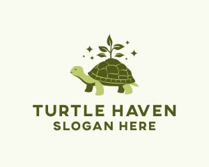 Leaf Sprout Plant Turtle logo design