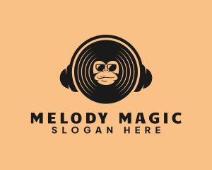 Stream - Monkey Vinyl Disc logo design