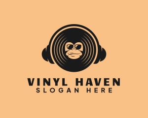 Vinyl - Monkey Vinyl Disc logo design