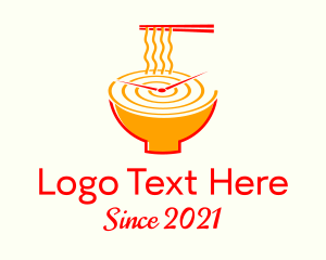 Cook - Noodle Soup Clock logo design