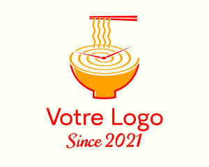 Snack - Noodle Soup Clock logo design