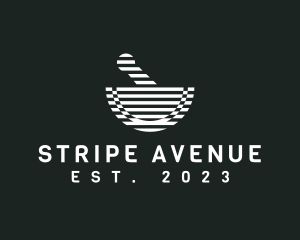 Stripe Mortar Pestle logo design