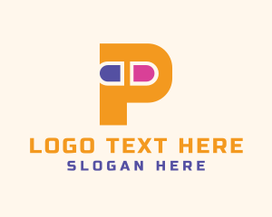 Vitamins - Pill Letter P logo design