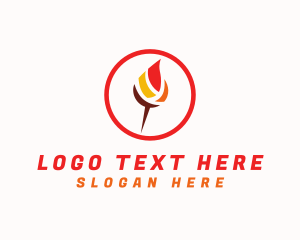 Flame - Flame Torch Pin logo design