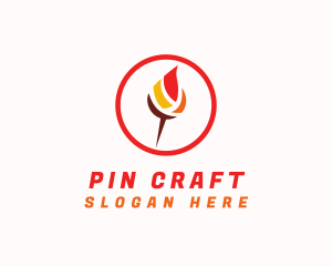 Pin - Flame Torch Pin logo design