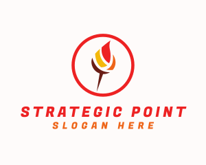 Positioning - Flame Torch Pin logo design