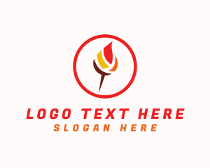 Torch - Flame Torch Pin logo design