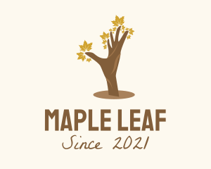 Hand Maple Tree  logo design