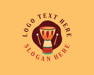 Drum - African Instrument Drum logo design