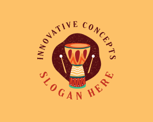 African Instrument Drum Logo