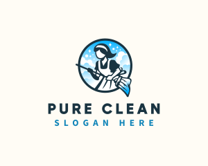 Broom Cleaning Maid logo design