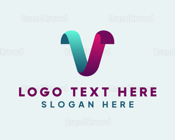 Digital Ribbon Business Letter V Logo