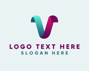 Software - Digital Ribbon Business Letter V logo design