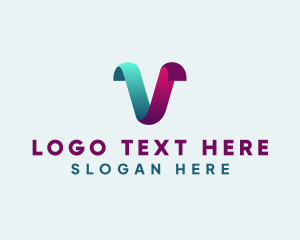 Innovation - Digital Ribbon Business Letter V logo design