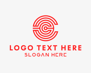 Network - Round Line Art Letter C logo design