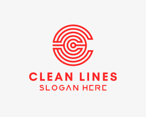 Round Line Art Letter C logo design