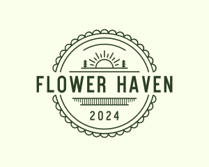 Nature Flower Sun Badge logo design