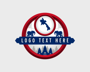 Geography - Laos Map Temple logo design