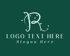 Modern - Vine Leaf Natural Letter R logo design