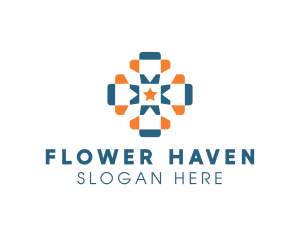 Flower Star Cross  logo design