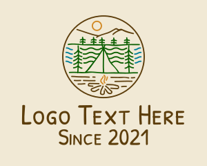 Glamping - Summer Camp Bonfire logo design