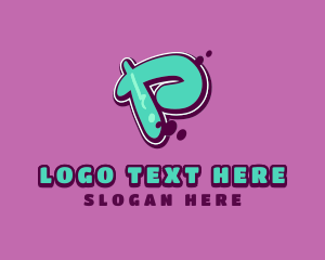 Green And Pink - Modern Graffiti Letter P logo design