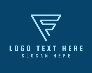 Digital Media - Triangle Letter F Line Art logo design
