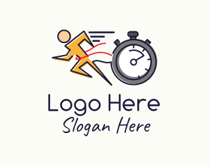 Coaching - Runner Sprint Stopwatch Timer logo design