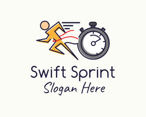 Runner Sprint Stopwatch Timer logo design