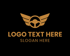 Car Emblem - Steering Wheel Wings logo design