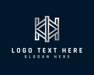 Silver - Metal Gate Fence Letter KK logo design