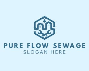 Sewage - House Tube Wrench Plumbing logo design