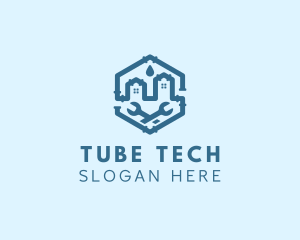 Tube - House Tube Wrench Plumbing logo design