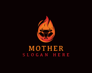Hot - Fire Cattle Steakhouse logo design