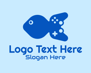 Online Gamer - Blue Fish Gamepad logo design