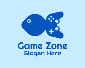 Online Gamer - Blue Fish Gamepad logo design