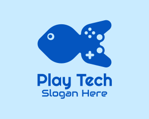Gamepad - Blue Fish Gamepad logo design