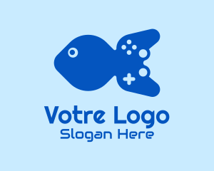 Aquarium - Blue Fish Gamepad logo design