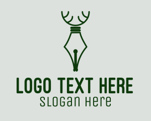 Moose - Deer Quill Pen logo design