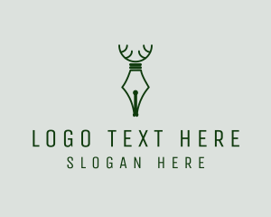 Minimalist - Deer Quill Pen logo design