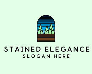 Stained - Forest Trees Mosaic logo design