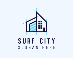 Blue House Plan logo design