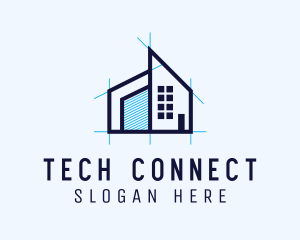 Modern - Blue House Plan logo design