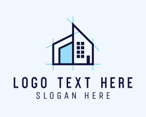 Urban Planning - Blue House Plan logo design