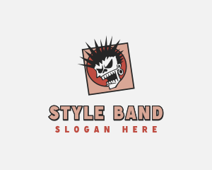 Hardcore Punk Rock Skull logo design