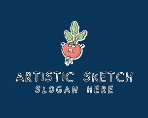 Cartoon Radish Veggie logo design