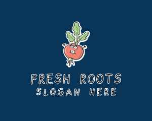 Cartoon Radish Veggie logo design